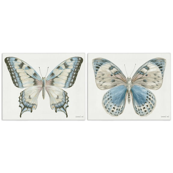 Stupell Industries Blue Accented Butterflies 2 Piece Canvas Wall Art Set, design by Danhui Nai, 24 x 30