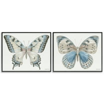 Stupell Industries Blue Accented Butterflies 2 Piece Black Framed Giclee Art Set, design by Danhui Nai, 11 x 14