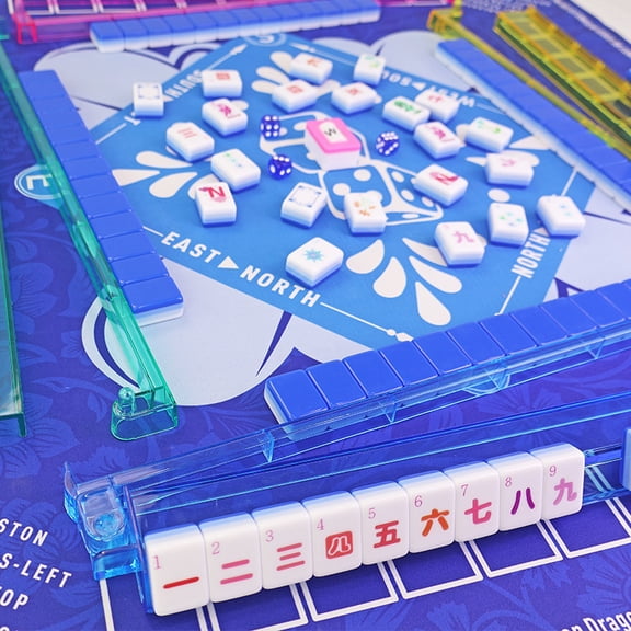 Blue Acrylic American Mahjong Tiles Set | Complete 166 Tiles with Storage Bag | Premium Crystal Mahjong | Gift for Mahjong Enthusiasts & Collectors