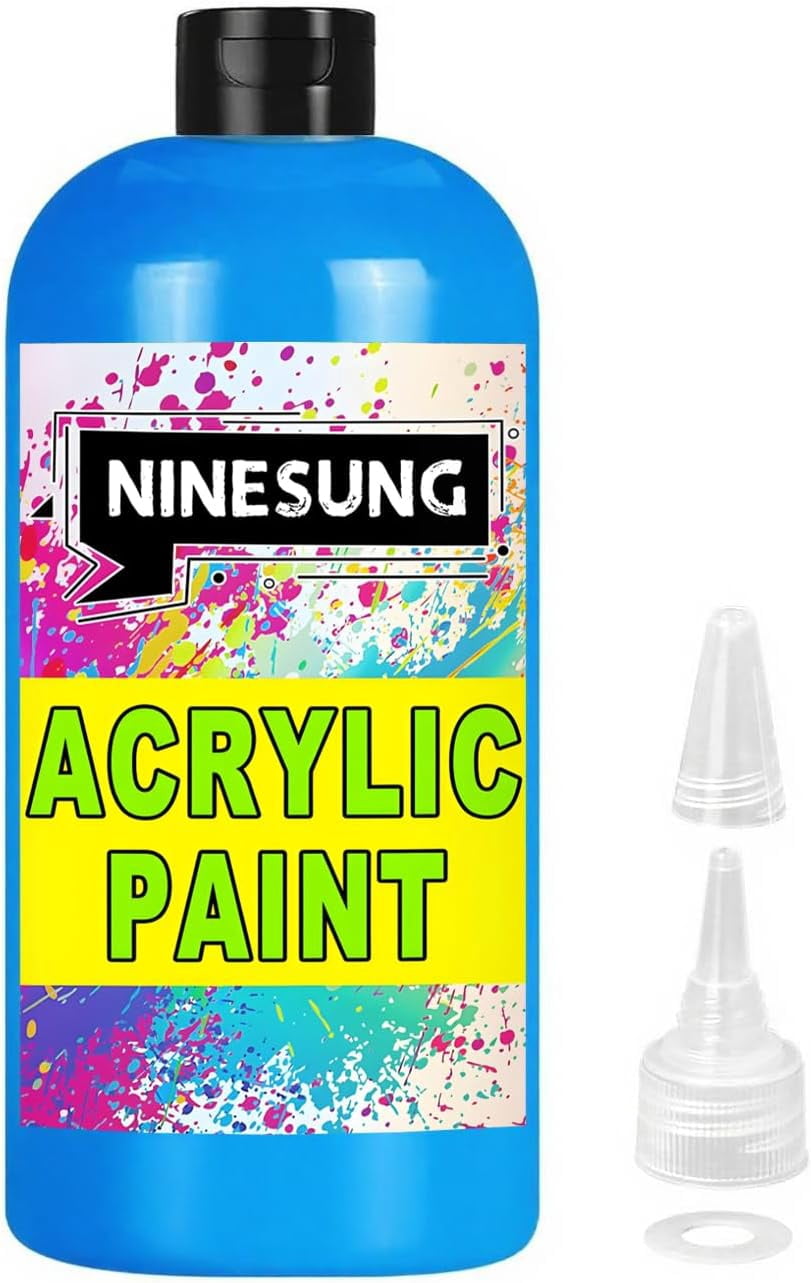 Blue Acrylic Paint - Bulky-Size - 17 oz/500 ml Acrylic Paints Professional Artists Painting for Canvas Fabric Rock Easter Egg Wood Ceramic Glass Art Craft Painting (Blue, 17 Fl Oz)