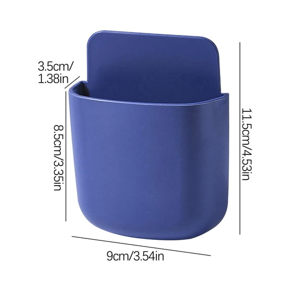 Blue Adhesive Wall Mounted Remote Control Phone Holder with Charging Slot