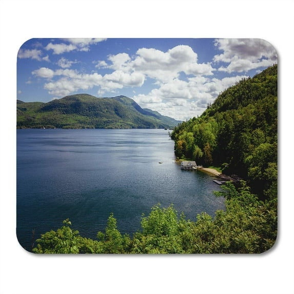 Blue Adirondack Lake George Bay Red Beautiful Boathouse Calm Climbing Mousepad Mouse Pad Mouse Mat 9x10 inch
