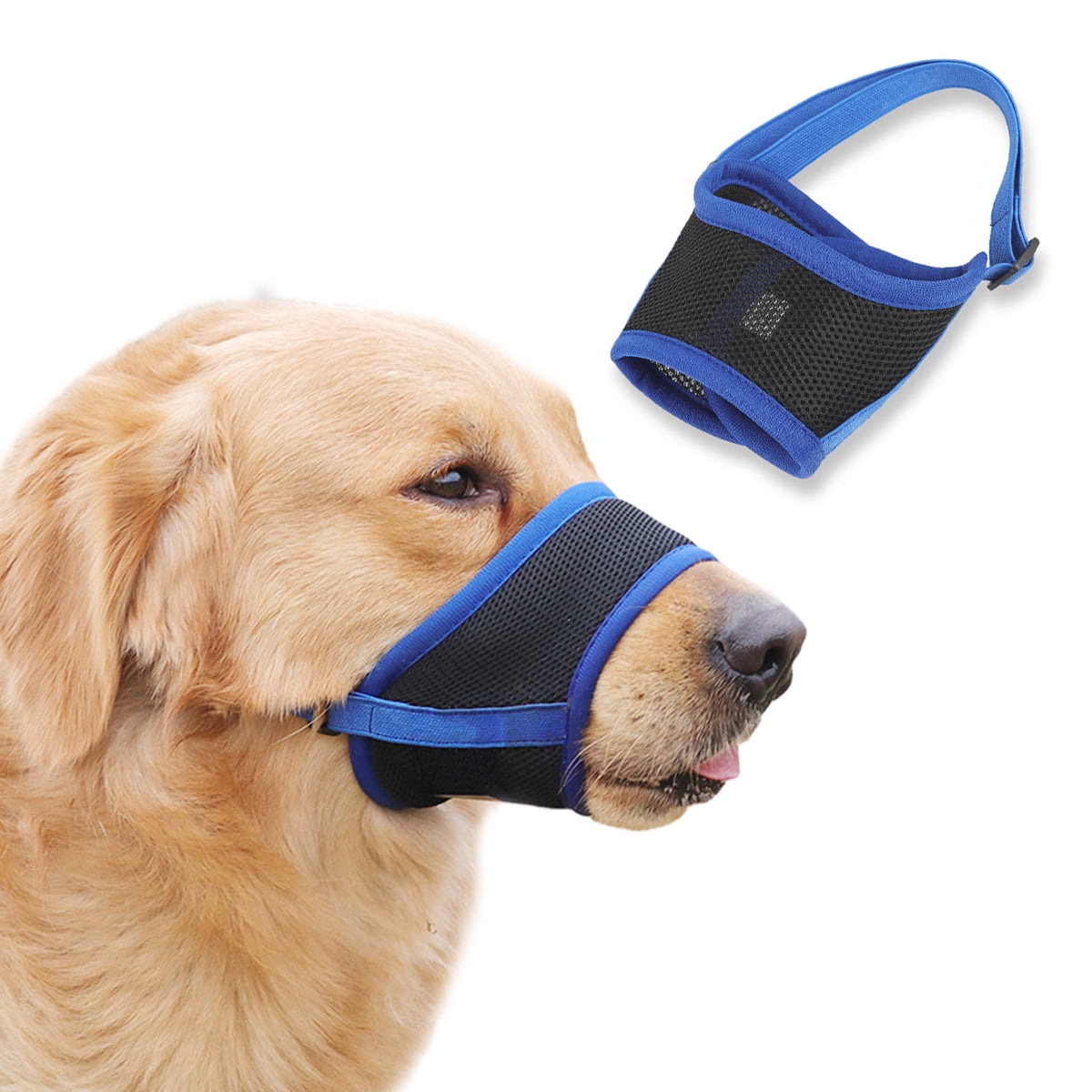 Blue, Adjustable, BitePrevent, Breathable for Barking & Chewing