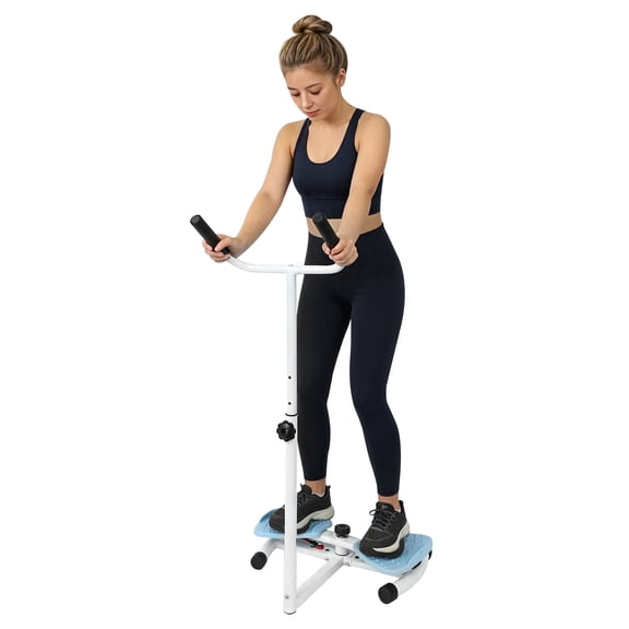 Blue Adjustable Height Waist Twister Exercise Machine with Handrails, 36.644.88 Inch Ab Twist Board, 330 Lbs Load Capacity, Core Trainer for Slim Waist & Abdominal Workout
