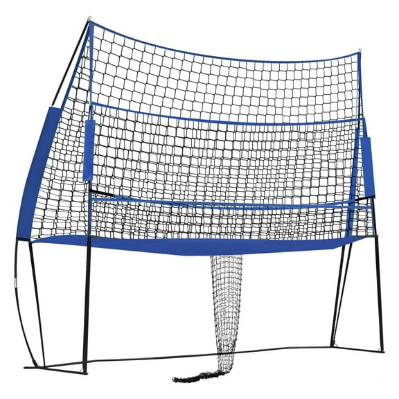 Blue Adjustable Volleyball Training Net – 8ft to 6.5ft Height, Multi-Sport Use for Badminton & Tennis – Durable Nylon & Steel – Easy Setup, Portable