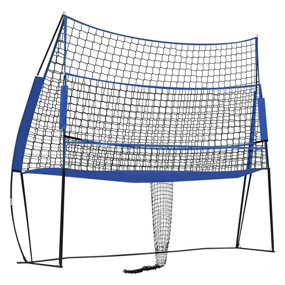 Blue Adjustable Volleyball Training Net – 8ft to 6.5ft Height, Multi-Sport Use for Badminton & Tennis – Durable Nylon & Steel – Easy Setup, Portable