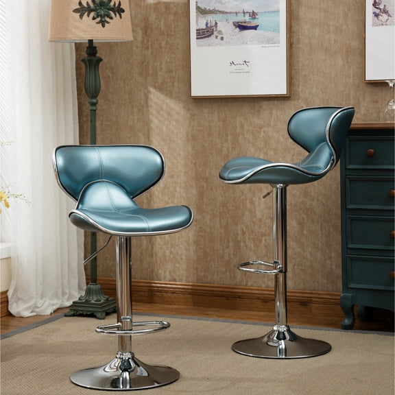Blue Adjustable With Base, 2 - And Comfortable For Daily Use Upholstery , ( Of 2) Base 360-degree Swivel Versatile Movement