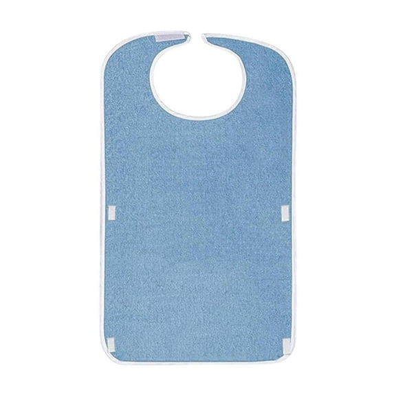 Blue Adult Waterproof Feeding Bib With Pocket And Adjustable Neck Straps, Soft Polyester Fabric And Dignified Design For Elderly Care Meal Assistance 29.5X17.7In 0.18Lb