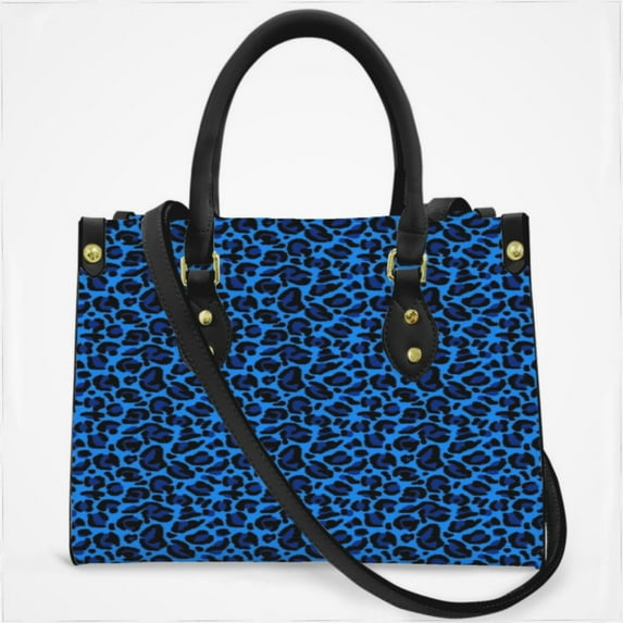 Blue Aesthetic Leopard Print Cross Body Bags For Women Small Leather Female Handbags Fashion Top-Handle Totes
