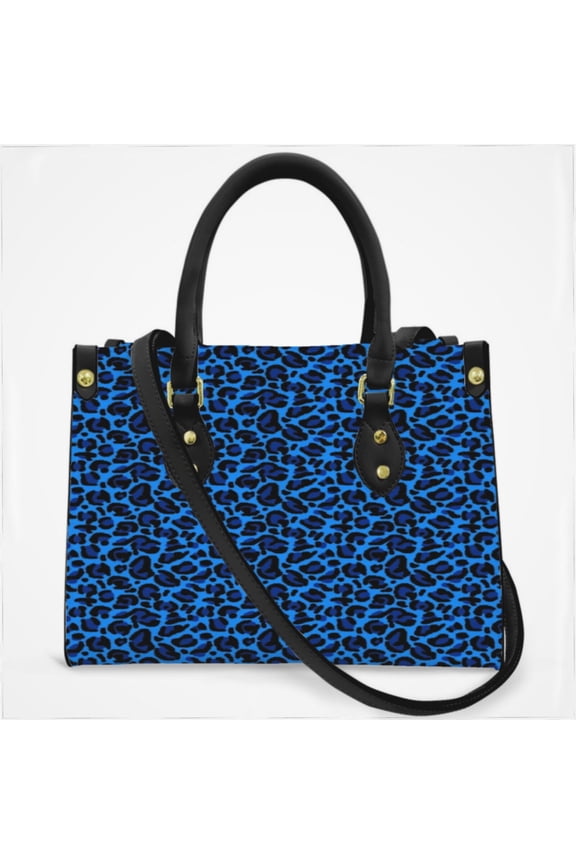 Blue Aesthetic Leopard Print Cross Body Bags For Women Small Leather Female Handbags Fashion Top-Handle Totes