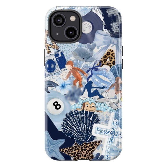 Blue Aesthetic Monkey Phone Case, Whale Camera Collage iPhone Cove for iPhone 17 16 15 14 13 12 11 Pro Plus Mini