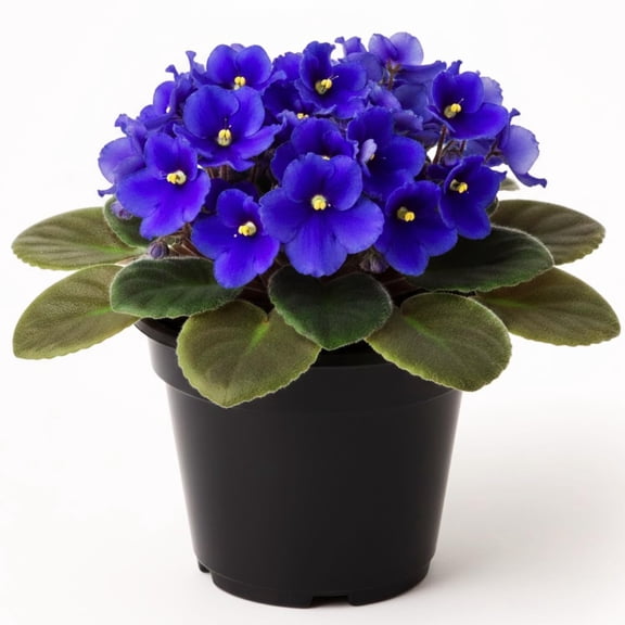 Blue African Violets Live Plants, 4 Inch Pot African Violet Plant, Vibrant Flowers, Perennial Flowering Houseplant