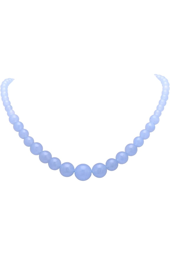 Blue Agate Beads Graduated Strand Necklace for Women, 18 Inches[m4164]