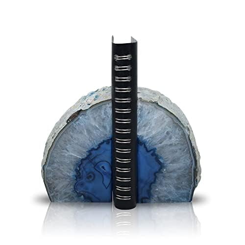Blue Agate Bookends A Grade 2 - 3 Lbs Heavy Duty Geode Office and Home Decor