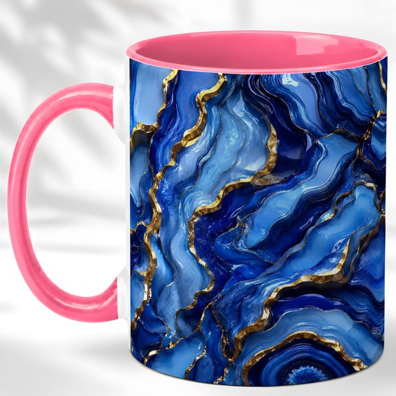 Blue Agate Coffee Mug, Marble Pattern Mug, Ceramic 11 oz