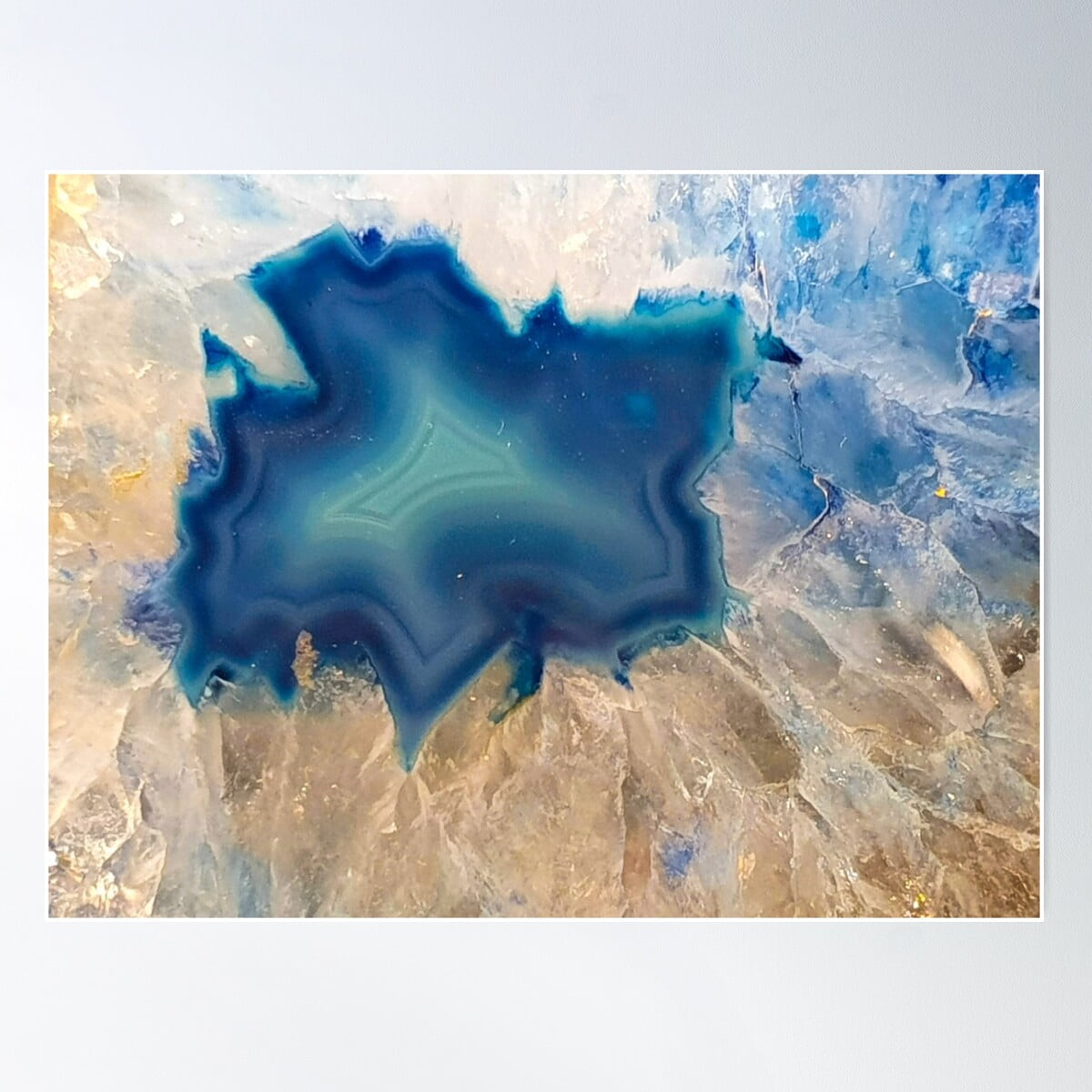 Blue Agate Geode Slice. Natural Geology Photography Poster Wall Art ...