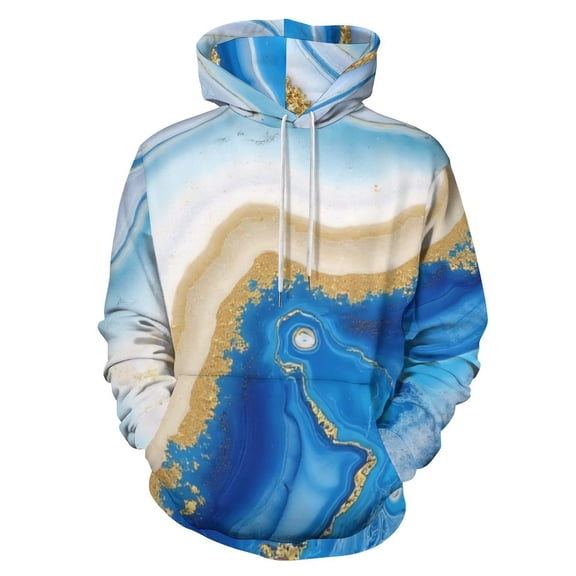 Blue Agate Gold Vein Art-1 3D Print Hoodie Men Women Autumn Thin Pullover Sweatshirt Vintage Streetwear Tops