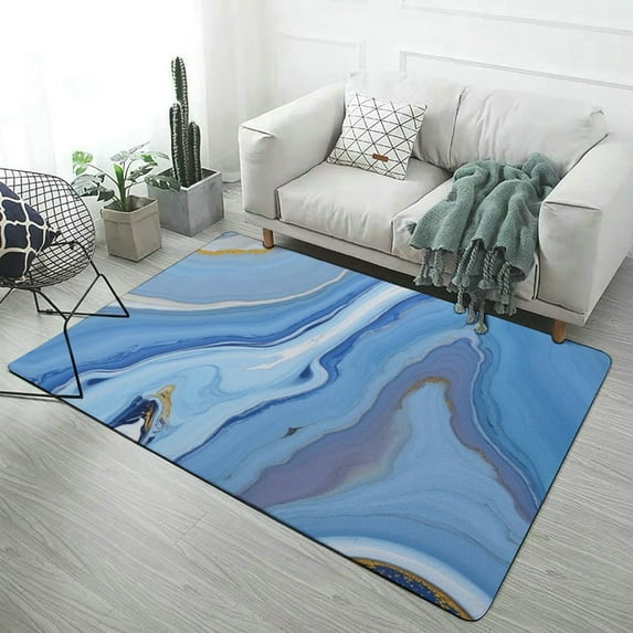 Blue Agate Marble Art Carpet Style Living Room Bedroom Rug Soft Carpet ...