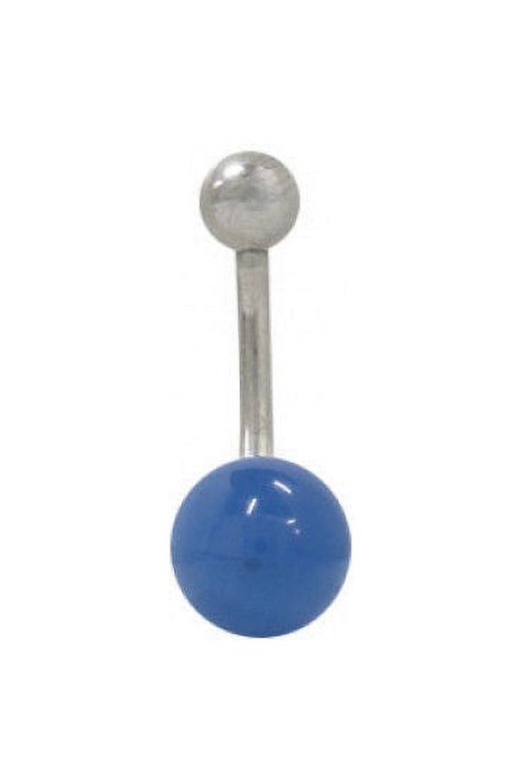 Blue Agate Semi Precious Belly Ring Surgical Steel