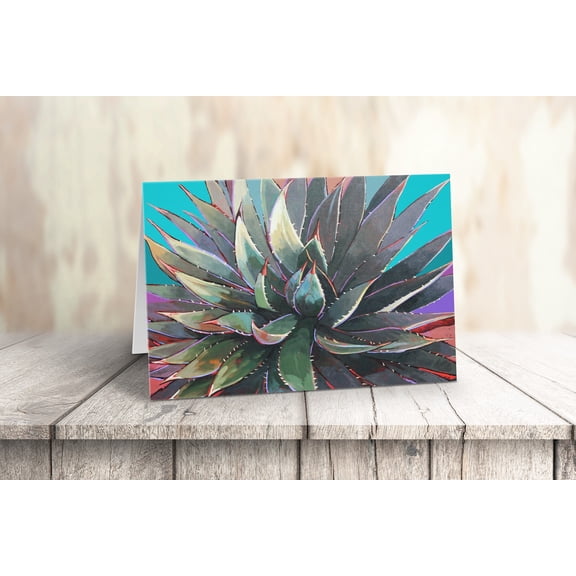 Blue Agave Southwest Desert Cactus Note Cards - 10 Note Cards with Envelopes - 1
