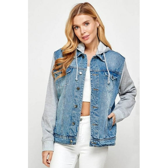 Blue Age Women's Denim Jacket with Fleece Hoodies - Rosa Apparel