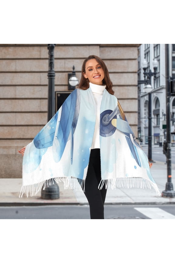 Blue Aircraft Airplane Clouds Winter Scarf for Women Fashion Warm Long Soft Blanket Scarves Gifts