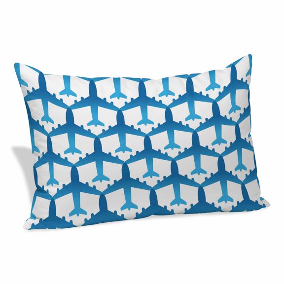 Blue Aircraft Pillow Covers 12"x20", Modern Abstract Art Gradient Airplane Soft Brushed Microfiber Breathable Throw Pillow Covers, Decorative Pillowcase with Zipper for Couch Sofa Bedroom Living Room