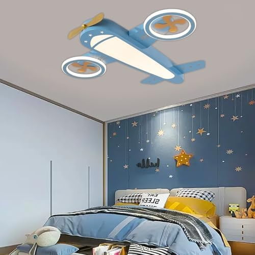 Blue Airplane Kids Ceiling Light for Bedroom LED Light Fixtures 3000K-6000K Kids Room Ceiling Light with Remote$$Tools & Hardware Other