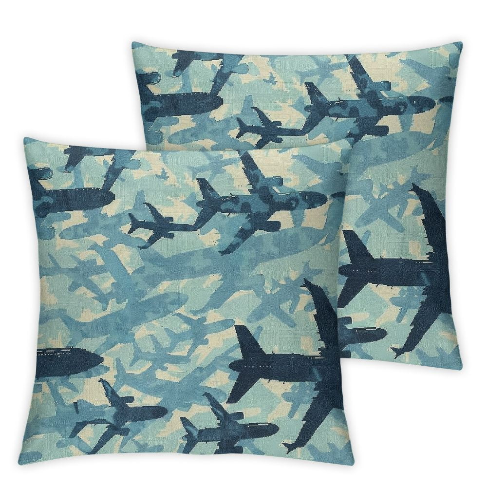 Blue Airplanes Throw Pillow Covers Cute Cartoon Planes Decorative