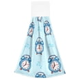 thumbnail image 1 of Blue Alarm Clock Pattern Hand Towels 2 Pack Quick Dry Velvet Soft with Velcro Kitchen Bath 14x18in, 1 of 7