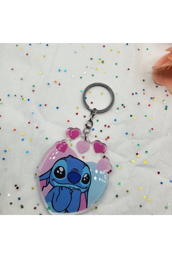 Blue Alien Keychain double side epoxy (1 keychain)