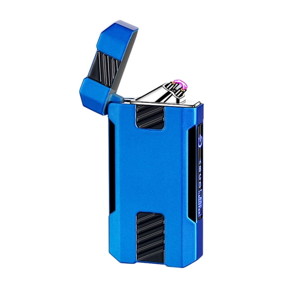 Blue Alloy Electric Arc Rechargeable Lighter With Touchscreen Ignition, Battery Indicator And Slim Metal Design For Outdoor Survival, Emergency And Daily Use 2.91X1.42X0.51In 0.15Lb