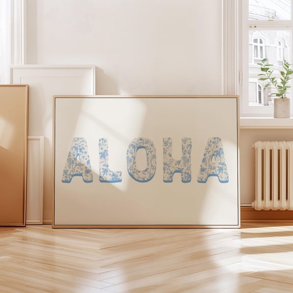 Blue Aloha Poster Beachy Wall Art Coastal Cowgirl Room Decor Trendy Coastal Granddaughter Poster For Beach House Preppy Seaside Dorm Posters, Unframed Canvas Size 8x12