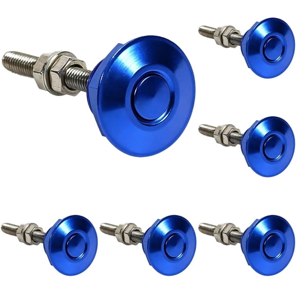 Blue Aluminum Quick Release Hood Pins 6 Pack Universal Push Button Latch 1.18in Aluminum Quick Release Latch for Hood Bumper Trunk Body Panels