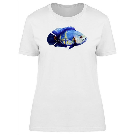 Blue Amazing Exotic Oscar Fish T-Shirt Women -Image by Shutterstock, Female Medium