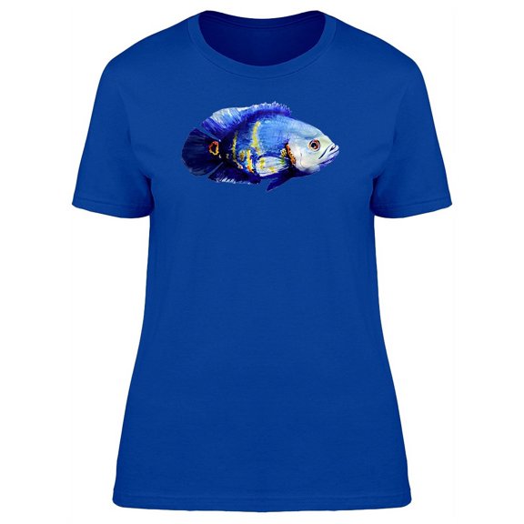 Blue Amazing Exotic Oscar Fish T-Shirt Women -Image by Shutterstock, Female Small