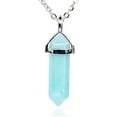 thumbnail image 1 of Blue Amazonite Gemstone Hexagonal Pointed Reiki Chakra Pendant Necklace 18", 1 of 3