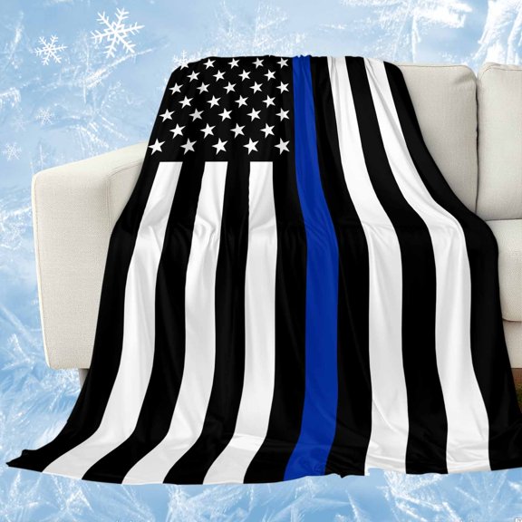 Blue American Flag Cooling Blanket for Hot Sleepers,Soft Breathable Cool Summer Blanket for Night Sweats,Black White Striped US Flag Stars Lightweight Ice Silk Sofa Throw Blankets All Season 30"x40"
