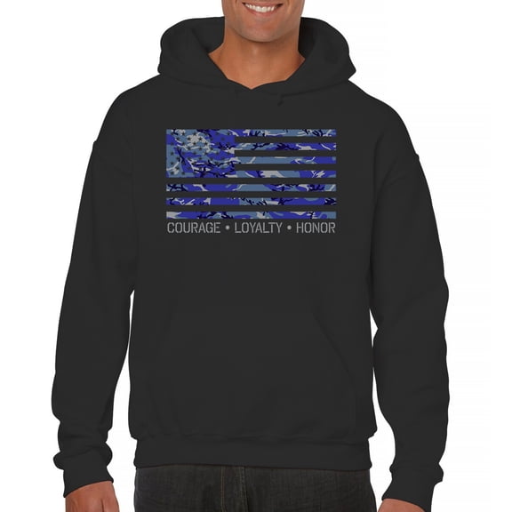 Blue American Flag Courage Loyalty Honor Sweatshirt USA Military Proud Veteran's Day Don't Tread on Me Hoodie