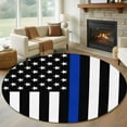 thumbnail image 1 of Blue American Flag Large Round Rug 8 FT, Non Slip Living Room Area Carpet, Black White Striped US Flag Stars Washable Soft Circle Rug Non-Shedding Floor Carpet for Bedroom Office Dining Room, 1 of 9