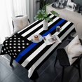 thumbnail image 1 of Blue American Flag Table Cloth Waterproof Tablecloths, Black White Striped US Flag Stars Tablecloth Dining Table Cover for Kitchen Party Tabletop Outdoor, Rectangle Tablecloth 54x108 Inch, 1 of 9