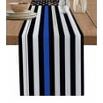 thumbnail image 1 of Blue American Flag Table Runner Black White Stripe US Flag Retro Wooden Tablerunners 13 x 90 Inch, Table Decorations Tabletop Scarf for Summer Gathering Holiday Farmhouse Kitchen Dining Decor, 1 of 6