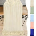 thumbnail image 1 of Blue American Style Ruffled Gauze Table Runner, Country Style Wedding Party Decoration, Elegant Ruffled Fabric Tablecloth for Festive Events and Home Dining Decor, Single Piece Tablecloth, 1 of 8