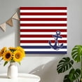 Blue Anchor Canvas Wall Art, Costal Red White Blue Stripes Background ...