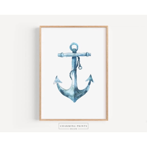 Blue Anchor Nautical Unframed Paper Print