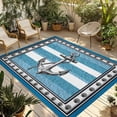 thumbnail image 1 of Blue Anchor Outdoor Rug for Patio/Deck/Porch, Non-Slip Large Area Rug 5 x 8 Ft, Nautical Summer Beach Coastal Ocean Art Indoor Outdoor Rugs Washable Area Rugs, Reversible Camping Rug Carpet Runner, 1 of 8