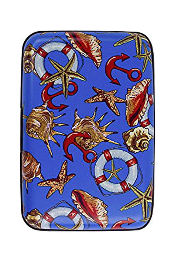 Blue Anchor Seashell Armored Credit Card RFID Blocking Wallet and Cash Holder