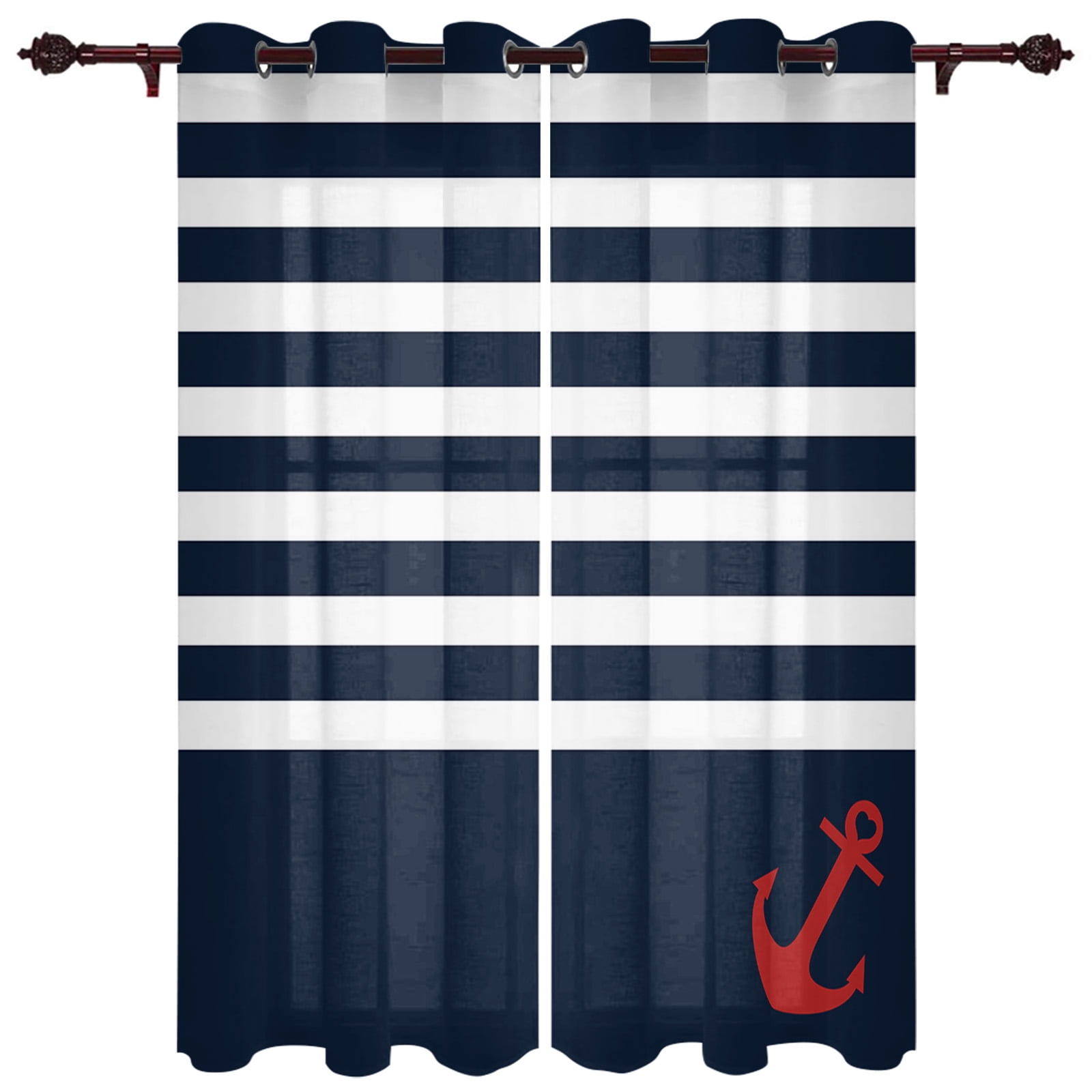 Blue Anchor Splash Ink Window Curtains Kids Room Living Room Curtain