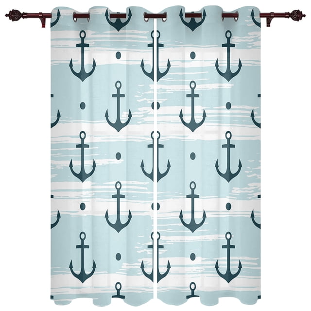 Blue Anchor Splash Ink Window Curtains Kids Room Living Room Curtain