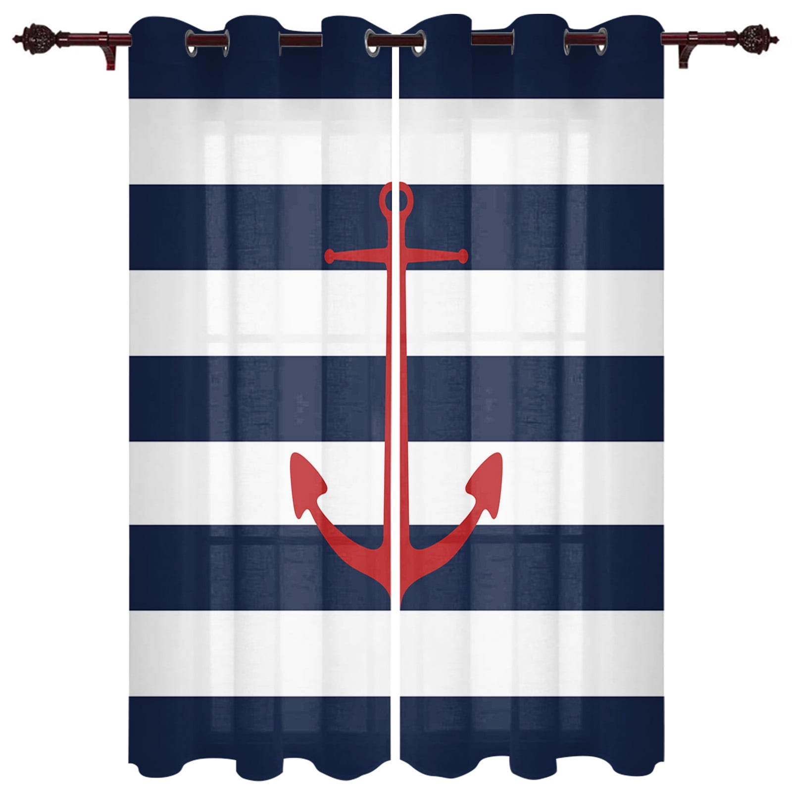 Blue Anchor Splash Ink Window Curtains Kids Room Living Room Curtain